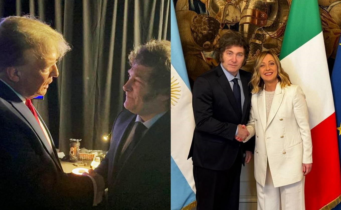 FOTO: Donald Trump y Javier Milei se saludaron un afectuoso abrazo.