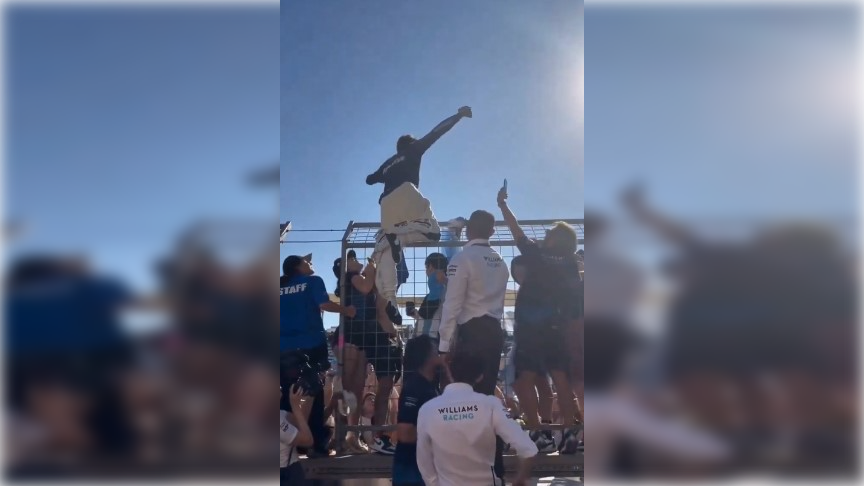 FOTO: Franco Colapinto disfruta el cariño de la gente en Austin. (Foto: @WilliamsF1arg)