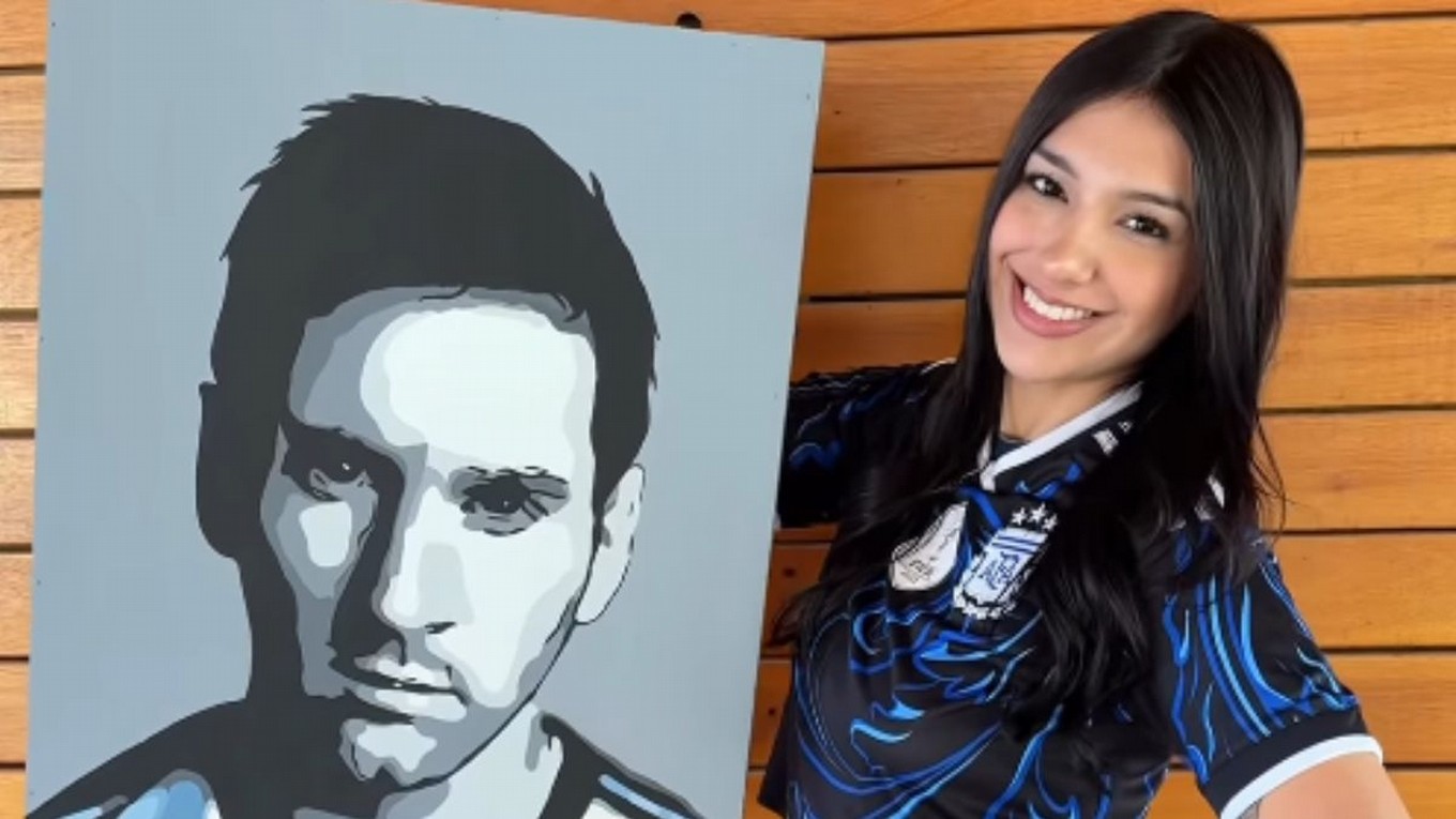No solo canta: Luz Paisio sorprendió al mostrar el retrato que pintó de Messi